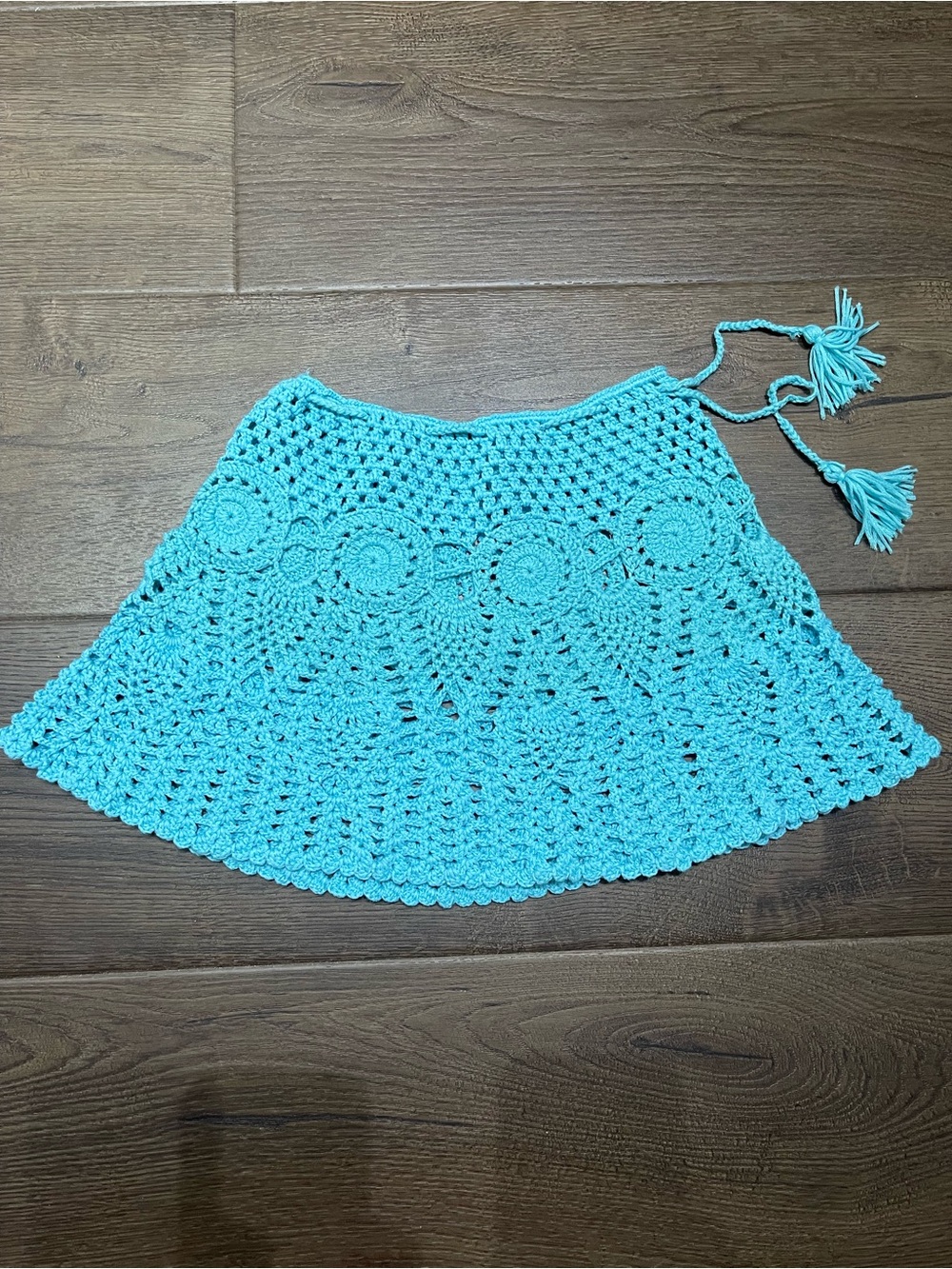 Crochet Turquoise Mini Skirt beach coverup